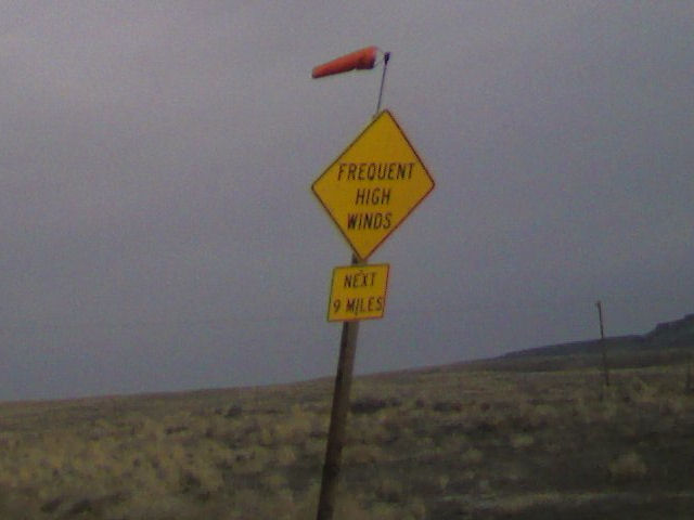 Frequent High Winds sign